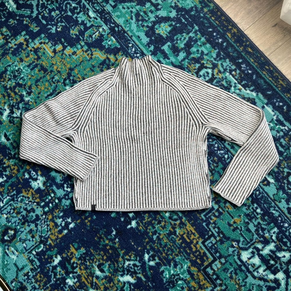 lululemon athletica Black and White Striped Turtleneck Sweater